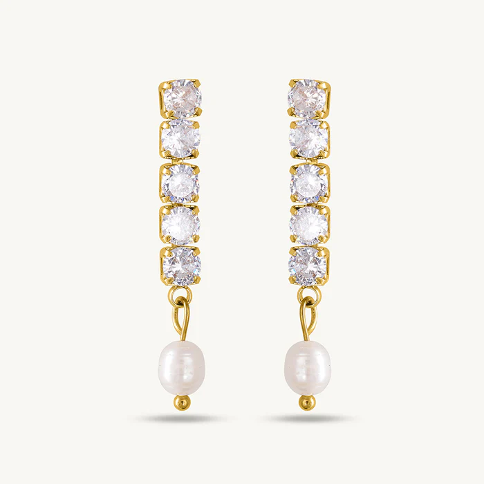 Pearl Drop Diamond Earrings